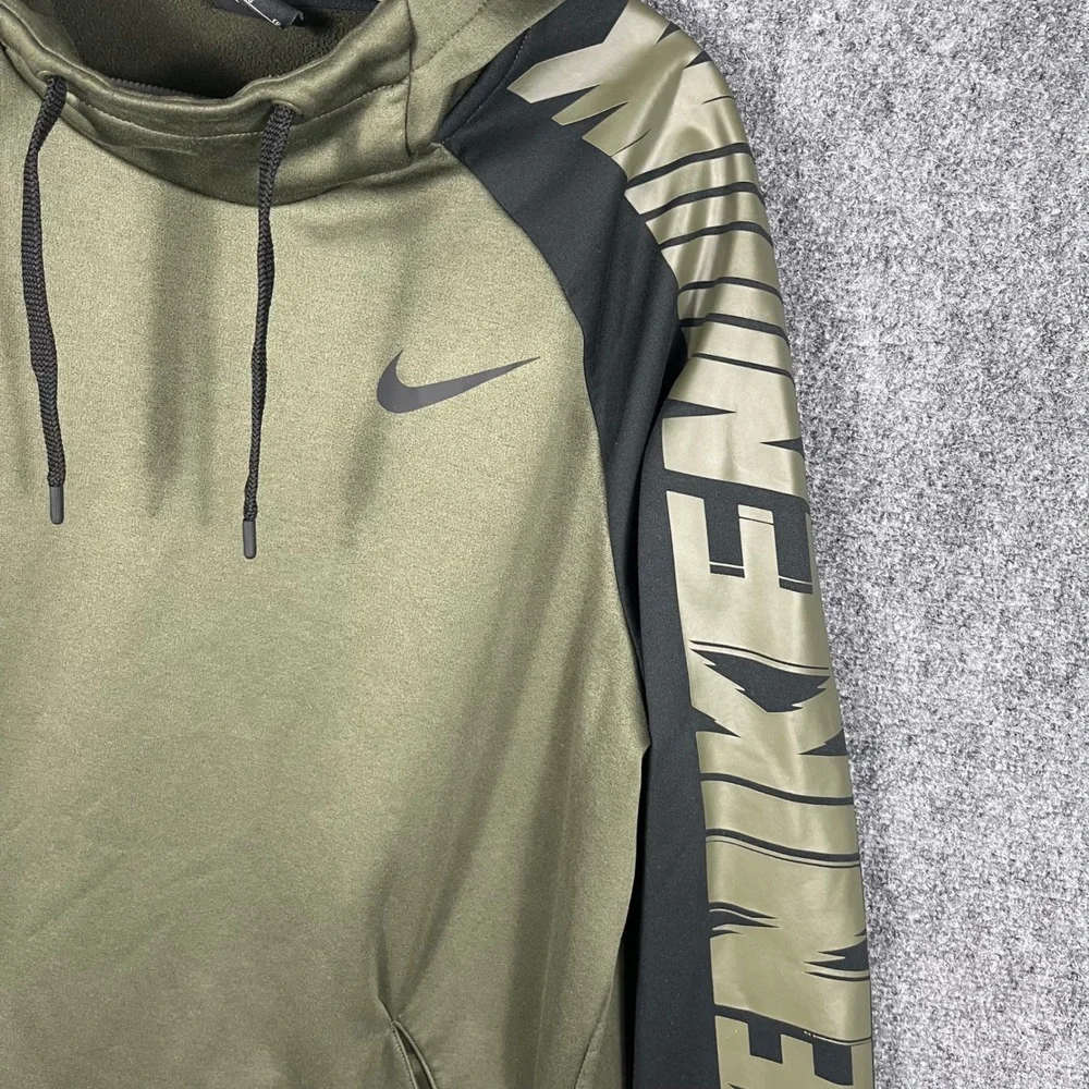 Nike Hoodie Mens XL Olive Green Black Dri-FIT Tech Fleece Pullover BV3875-325
